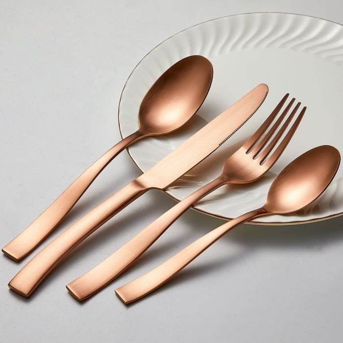 ARTHUR MARTIN Cutlery Set - 24 Pieces - Stainless Steel - Copper Finish