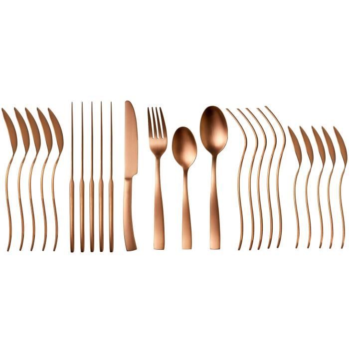 ARTHUR MARTIN Cutlery Set - 24 Pieces - Stainless Steel - Copper Finish