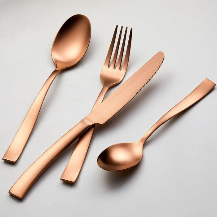 ARTHUR MARTIN Cutlery Set - 24 Pieces - Stainless Steel - Copper Finish