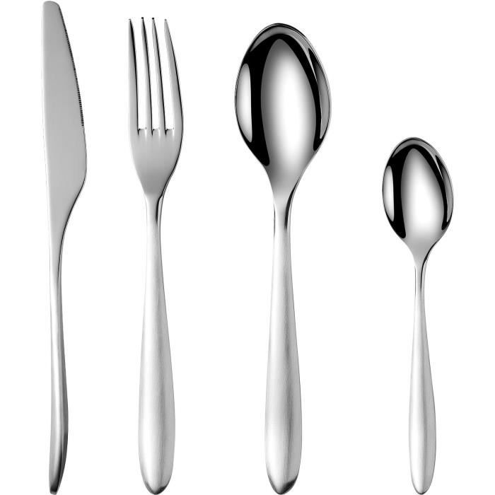 ARTHUR MARTIN Cutlery Set - 24 Pieces - Stainless Steel - Polished Mirror Finish