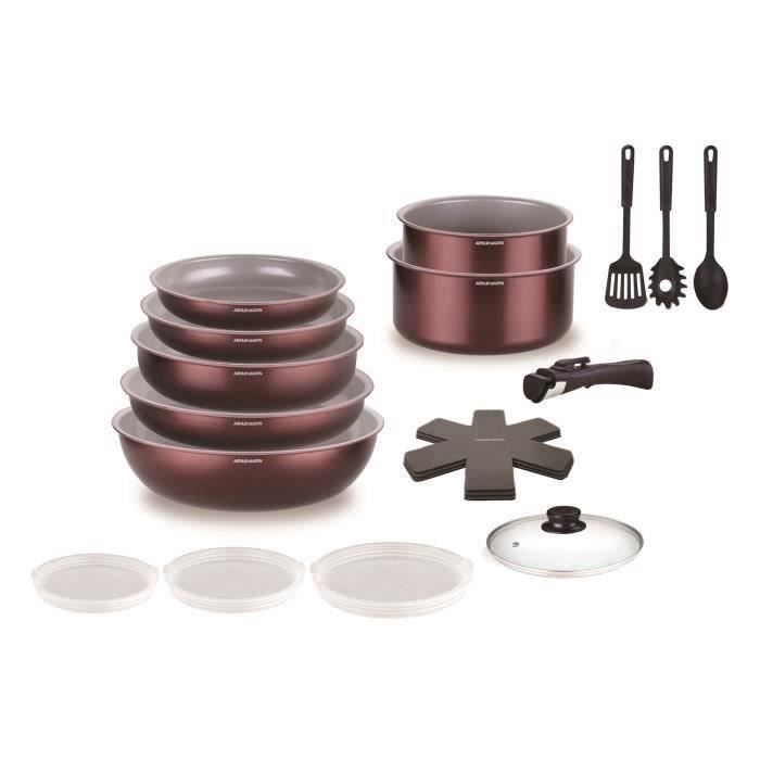 ARTHUR MARTIN Cookware Set - 18 Pieces - Aluminum - Induction Compatible - AM2503