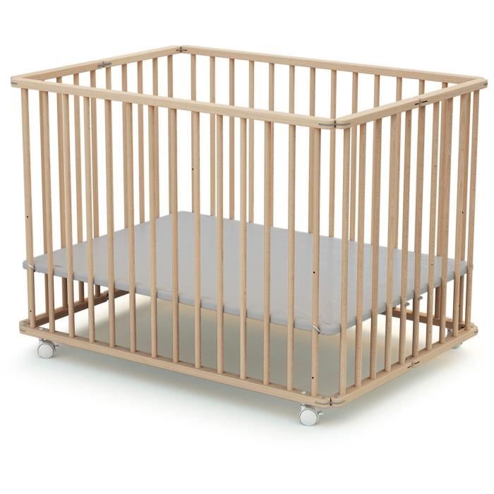 WEBABY - Rectangular Folding Playpen - 70 x 100 cm - Up to 24 Months - Raw Beech