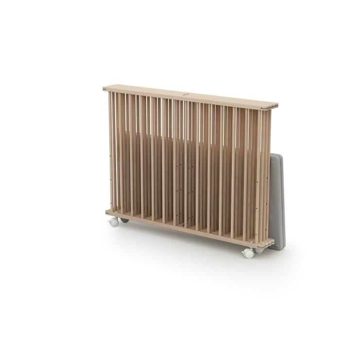 WEBABY - Square Folding Playpen - 100 x 100 cm - 4 Wheels - Up to 24 Months - Raw Beech