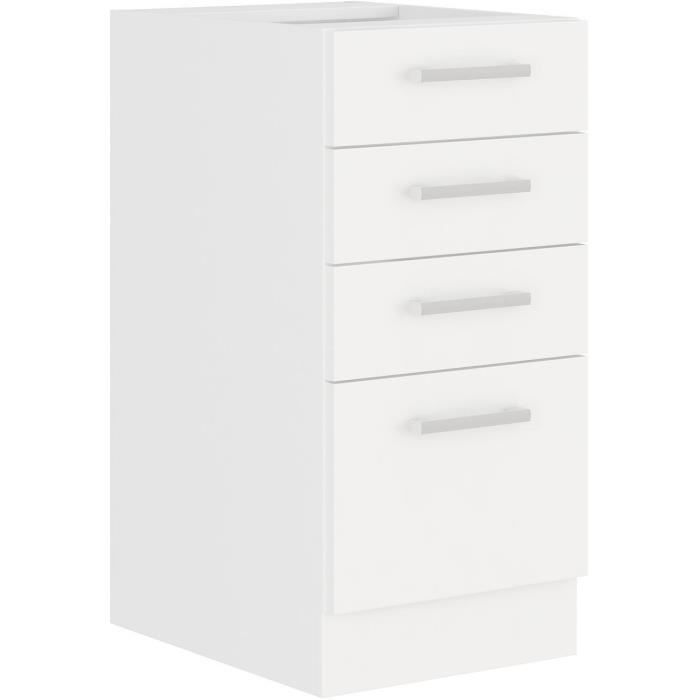 ATLAS 4-Drawer Base Cabinet - White Finish - W40 x D52 x H82 cm