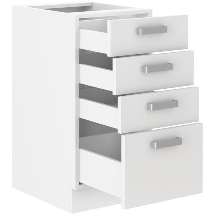 ATLAS 4-Drawer Base Cabinet - White Finish - W40 x D52 x H82 cm