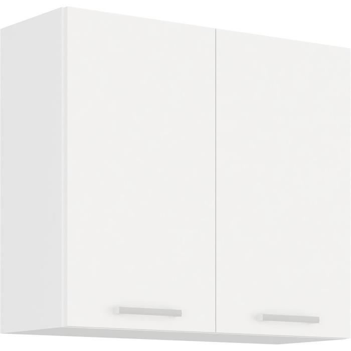 ATLAS Tall Cabinet - 2 Doors - White Finish - W 80 x D 31 x H 72 cm W80 D31 H72