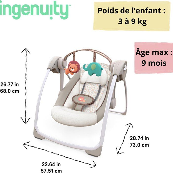 INGENUITY Compact Swing Cozy Kingdom ™ - 6 Speeds