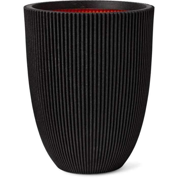 CAPI EUROPE Elegant Low Vase GROOVE NL - 34x46 cm - Black