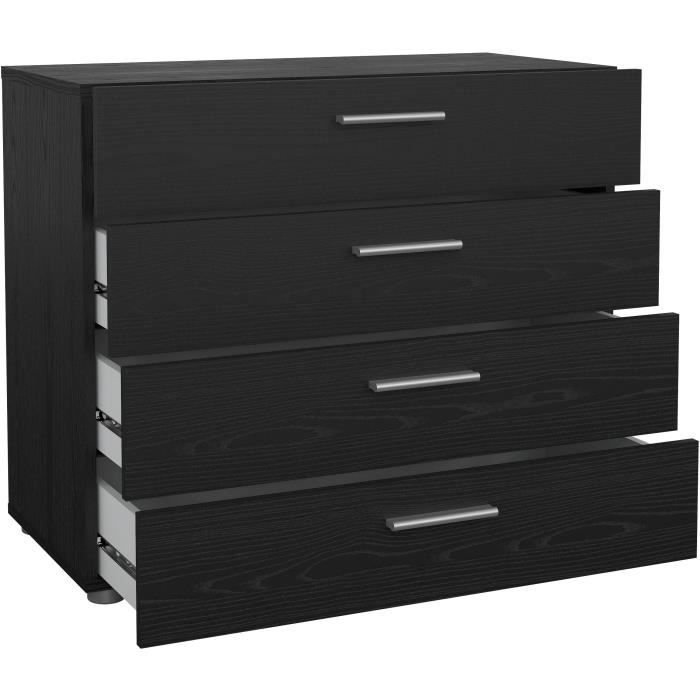Chest of Drawers - 4 Drawers - Black - L 80.2 x D 40.25 x H 68.1 cm L80.2 D40.25
