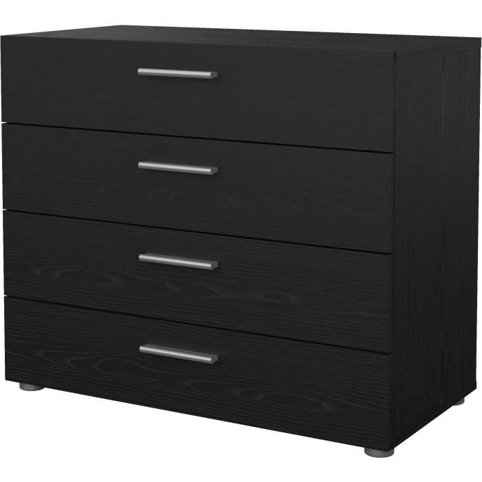 Chest of Drawers - 4 Drawers - Black - L 80.2 x D 40.25 x H 68.1 cm L80.2 D40.25