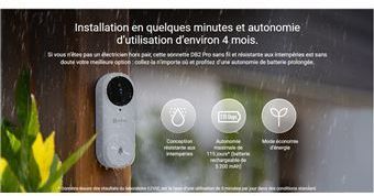 EZVIZ DB2 PRO Connected Video Doorbell - Rechargeable Battery Powered
