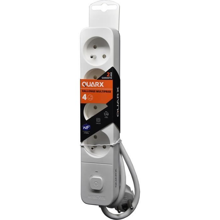 Power strip - QUARX - 4 sockets - With switch, 1.5 m cable
