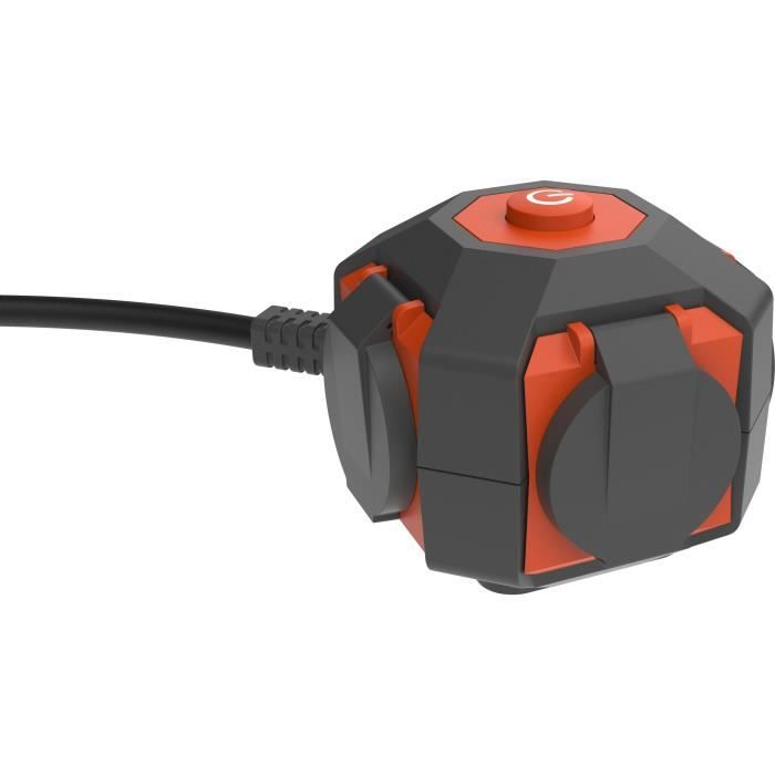 Power Globe - QUARX - IP44 - 4 sockets, switch, 3 m cable