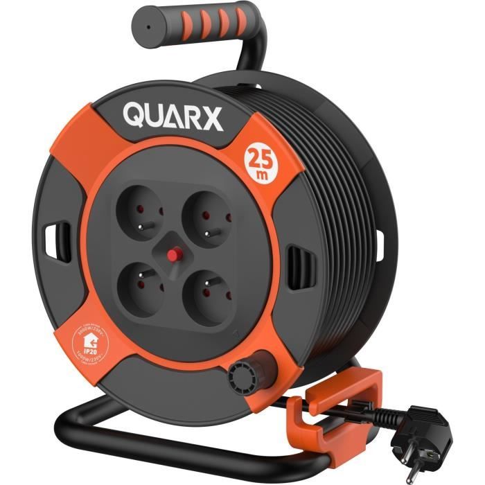 QUARX DIY Cable Reel - 25 m - H05VV-F 3G1.5mm² - Thermal Circuit Breaker