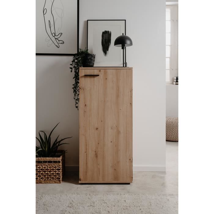 Meuble a chaussures SATOS - Décor Chene Artisan - L50xP34xH110 - Capacité 12 Paires