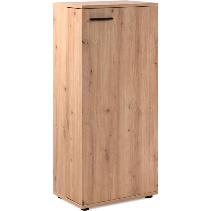 Meuble a chaussures SATOS - Décor Chene Artisan - L50xP34xH110 - Capacité 12 Paires