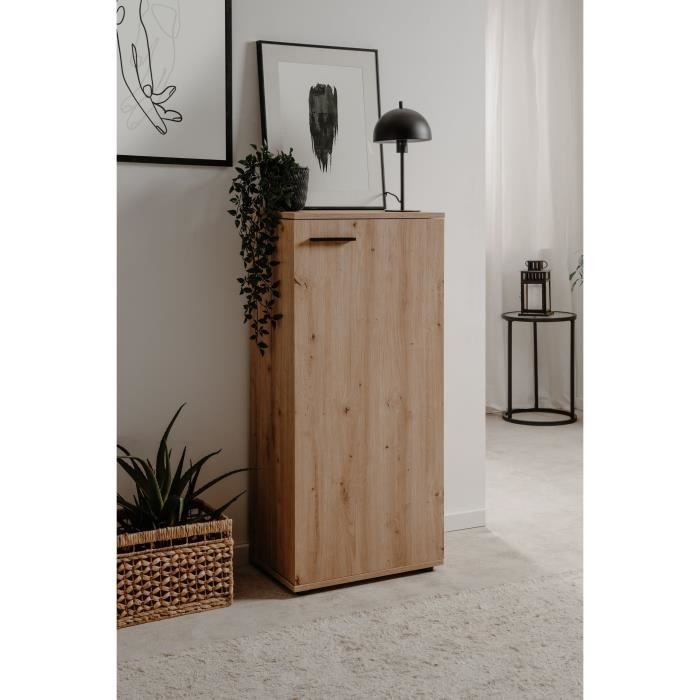 Meuble a chaussures SATOS - Décor Chene Artisan - L50xP34xH110 - Capacité 12 Paires