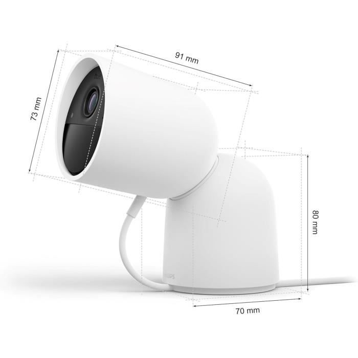 Philips Hue Wired Camera with Stand - HD 1080P - Indoor/Outdoor - White