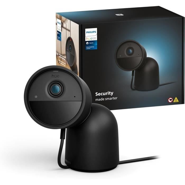 Philips Hue Wired Camera with Stand - HD 1080P - Indoor/Outdoor - Black