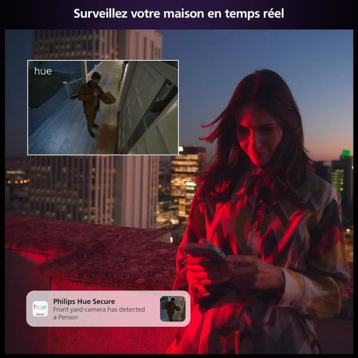 Philips Hue Wired Camera with Stand - HD 1080P - Indoor/Outdoor - Black