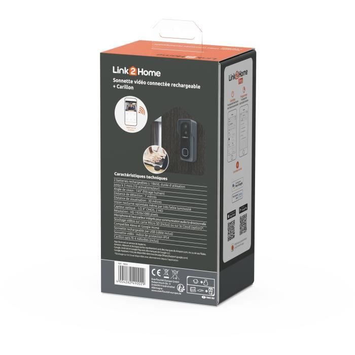 LINK2HOME Smart Doorbell Kit - Wi-Fi - Two-Way Audio - Wireless Chime
