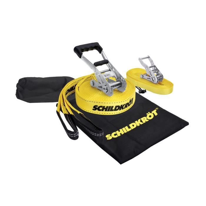 SCHILDKRÖT Slackline - 15 m x 5 cm - Metal Ratchet - Training Strap Included