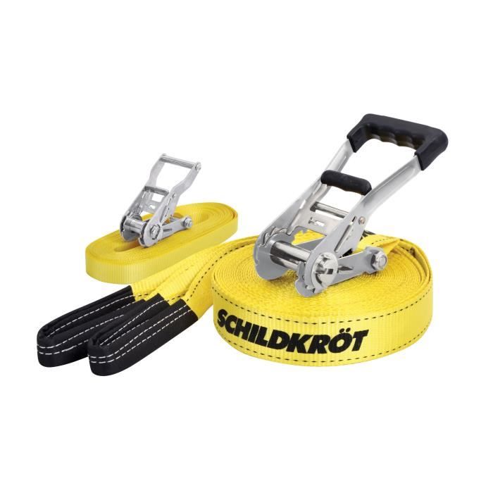 SCHILDKRÖT Slackline - 15 m x 5 cm - Metal Ratchet - Training Strap Included