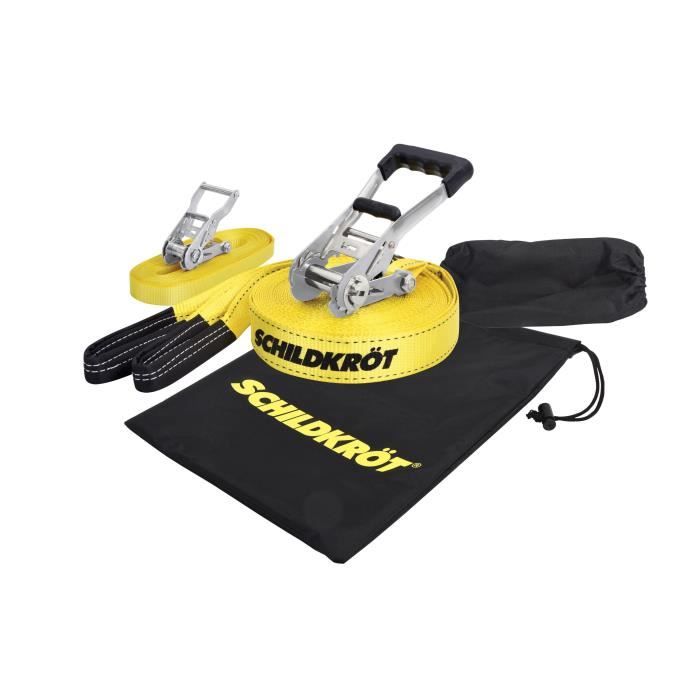 SCHILDKRÖT Slackline - 15 m x 5 cm - Metal Ratchet - Training Strap Included