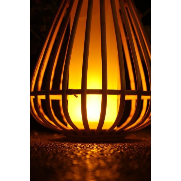 Solar Lamp - Marta - Beige - Natural Bamboo - Flame Effect