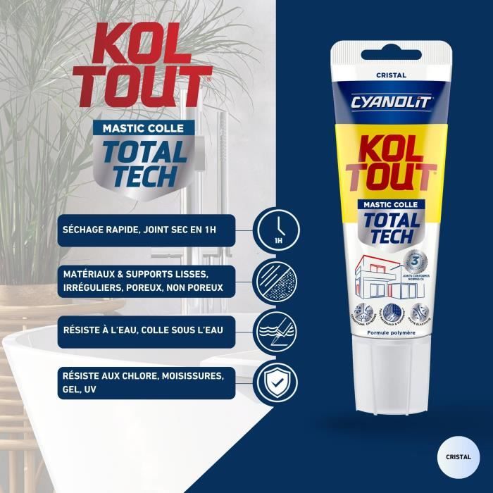 Colle de fixation et d'étanchéité - CYANOLIT - Total tech - Cristal - Tube 125 ml - Transparent - Polyvalente et flexible