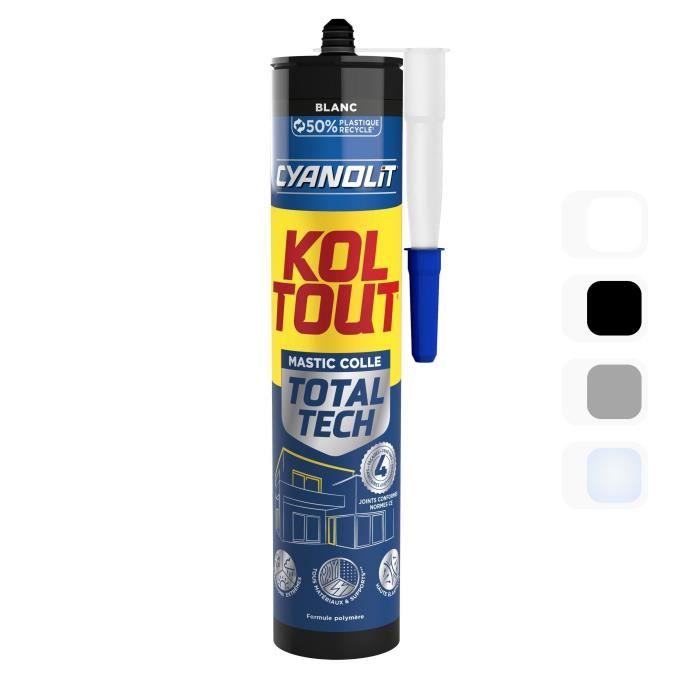 CYANOLIT Total tech White Adhesive - 290 ml Cartridge - Multi-material - Waterproof and Flexible
