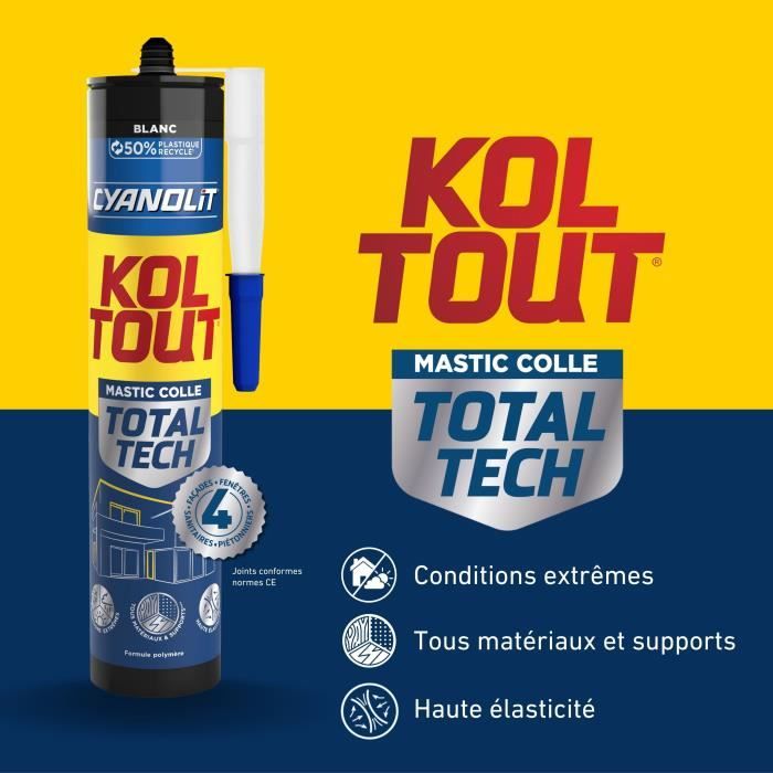 CYANOLIT Total tech White Adhesive - 290 ml Cartridge - Multi-material - Waterproof and Flexible