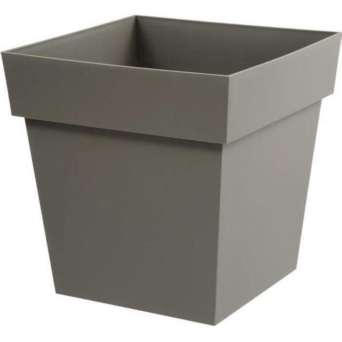 Square Flower Pot 40 cm - EDA - Tuscany - 38 L - 39 x 39 x H.39 cm - Taupe