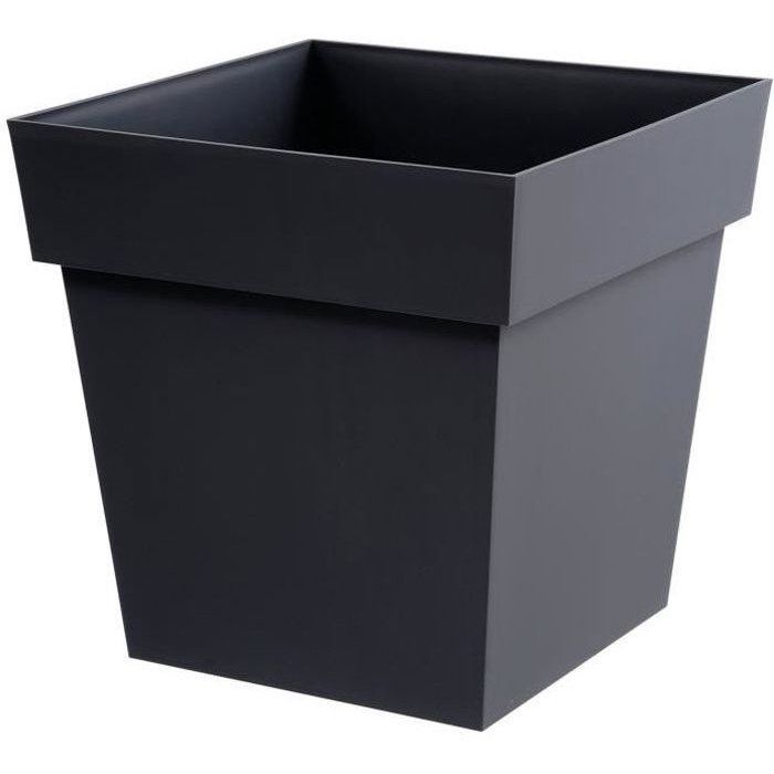 Square Flower Pot 40 cm - EDA - Tuscany - 38 L - 39 x 39 x H.39 cm - Anthracite Grey