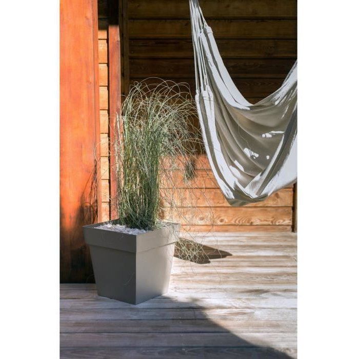 EDA Square Flower Pot - Tuscany - 50 cm - 87 L - 49.5 x 49.5 x H 52.5 cm - Taupe