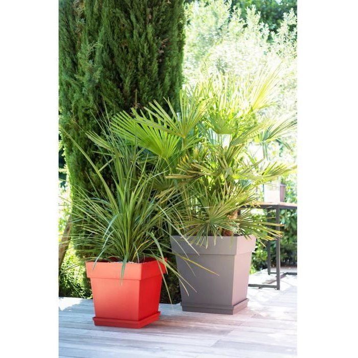 EDA Square Flower Pot - Tuscany - 50 cm - 87 L - 49.5 x 49.5 x H 52.5 cm - Taupe
