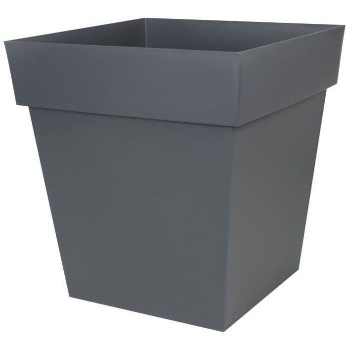 EDA Square Flower Pot - Tuscany - 50 cm - 87 L - 49.5 x 49.5 x H 52.5 cm - Anthracite Grey
