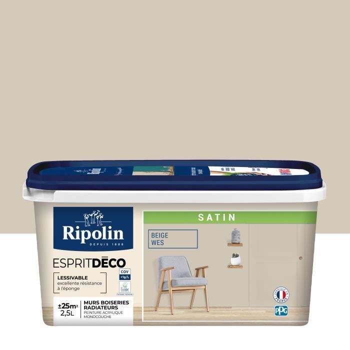 Ripolin Esprit Déco Multi-Supports Paint - Beige Wes - Satin - 2.5 L
