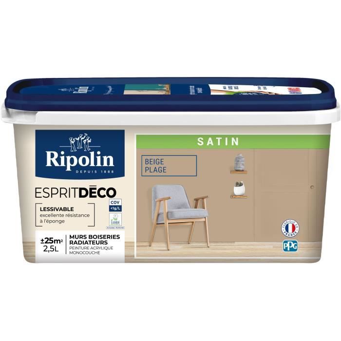RIPOLIN Esprit Deco Multi-Surfaces Paint - Beach Beige Satin Finish - 2.5 L