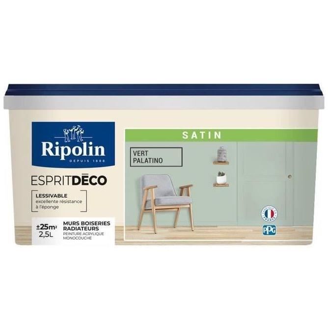 RIPOLIN Ultra-Covering Satin Paint - Palatino Green - For Kitchen, Bedroom, Living Room, Hallway