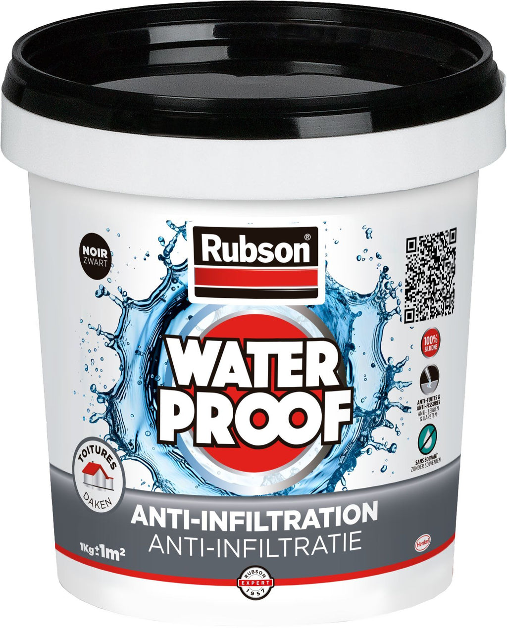RUBSON Waterproofing Coating - 1 kg - Black - UV Resistant