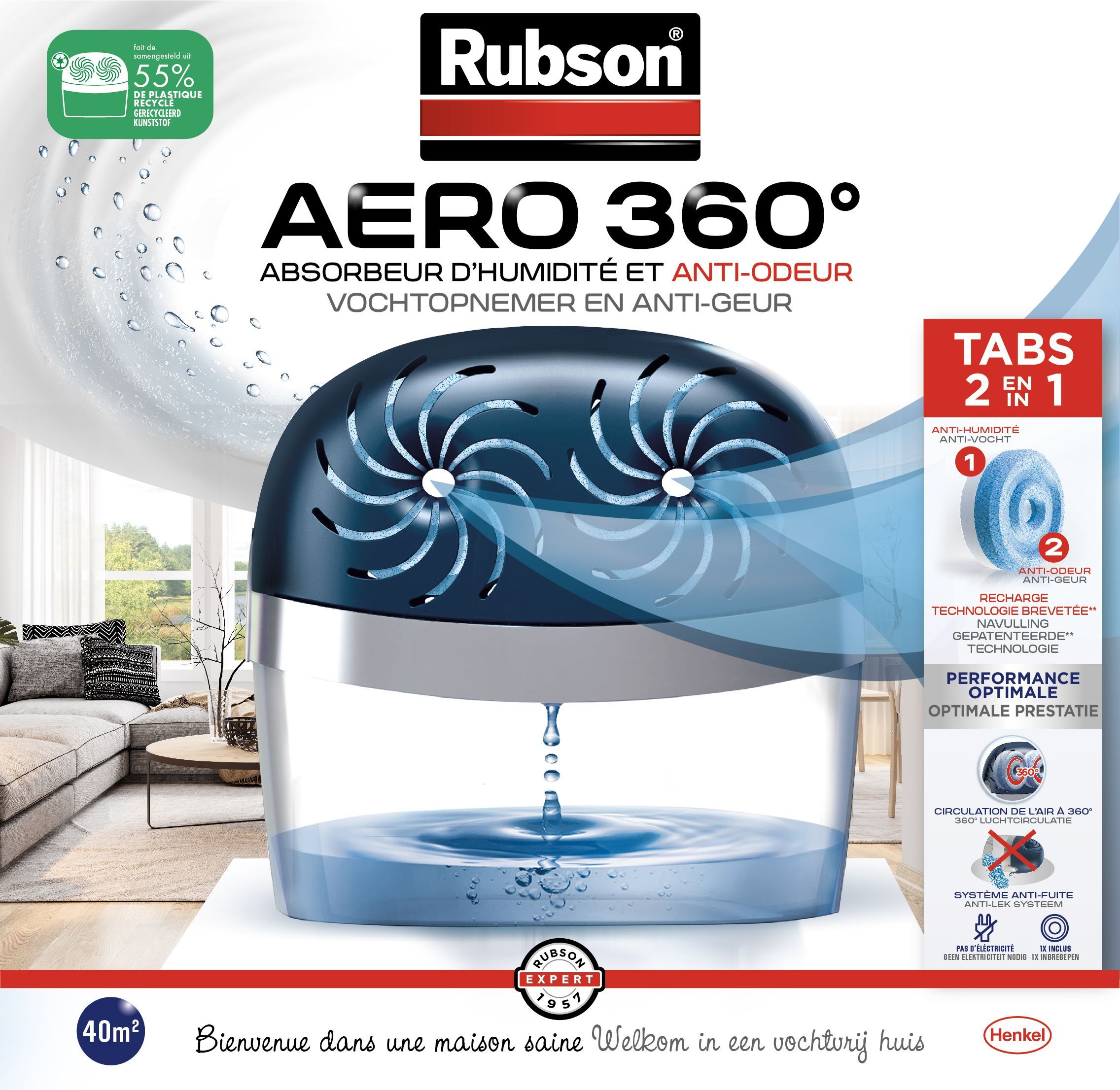 RUBSON AERO 360° Moisture Absorber - 40m²