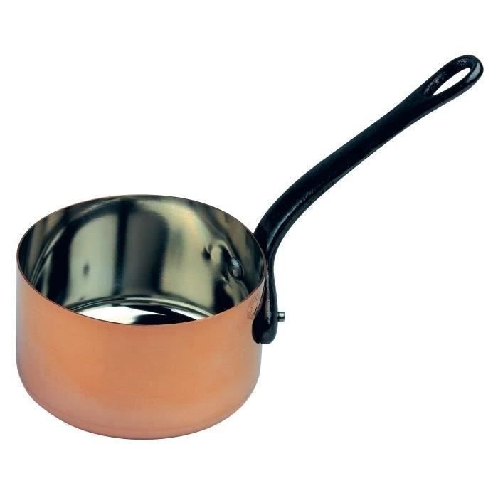 BAUMALU Copper Saucepan - 12 cm - Solid Copper - Tin-plated Interior - Cast Iron Handle