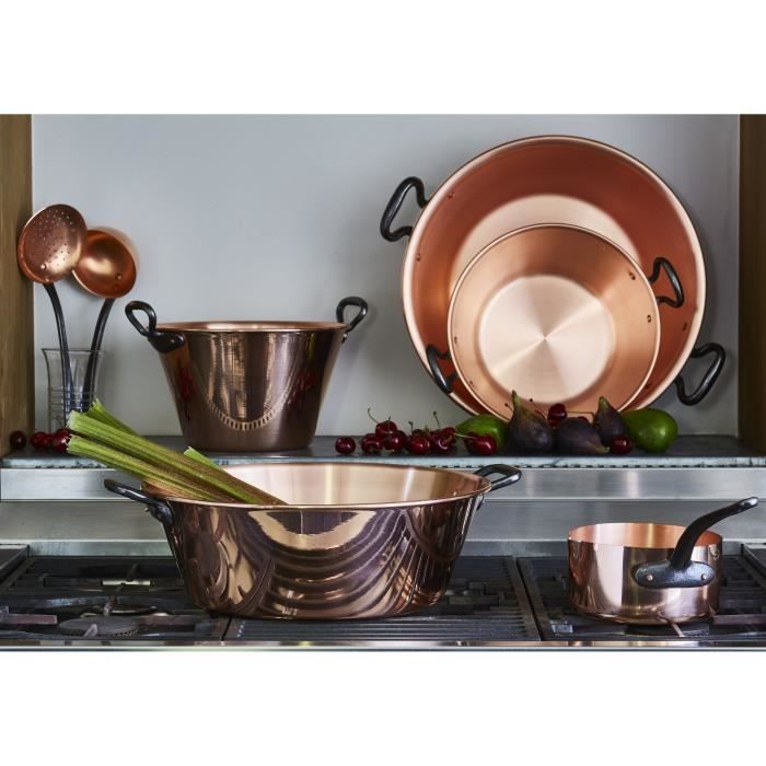BAUMALU Copper Saucepan - 12 cm - Solid Copper - Tin-plated Interior - Cast Iron Handle