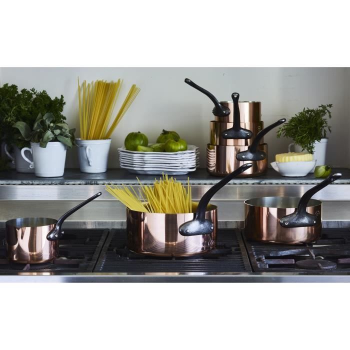 BAUMALU Copper Saucepan - 12 cm - Solid Copper - Tin-plated Interior - Cast Iron Handle