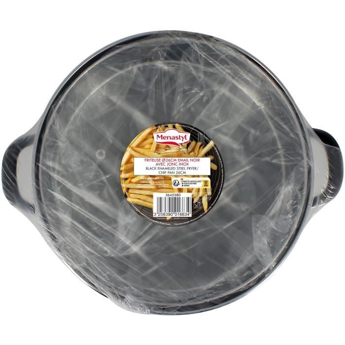 MENASTYL Deep Fryer - Enamelled Steel - Black - Ø26 cm - Suitable for all hobs including induction