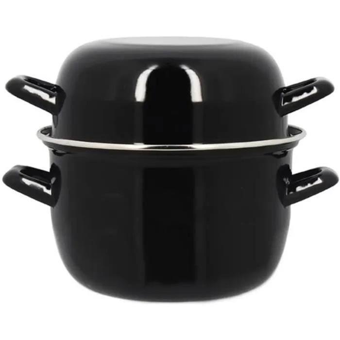 MENASTYL Mussel Pot - Enameled Steel - Black - 18 cm - 2.7 Liters - 3645567