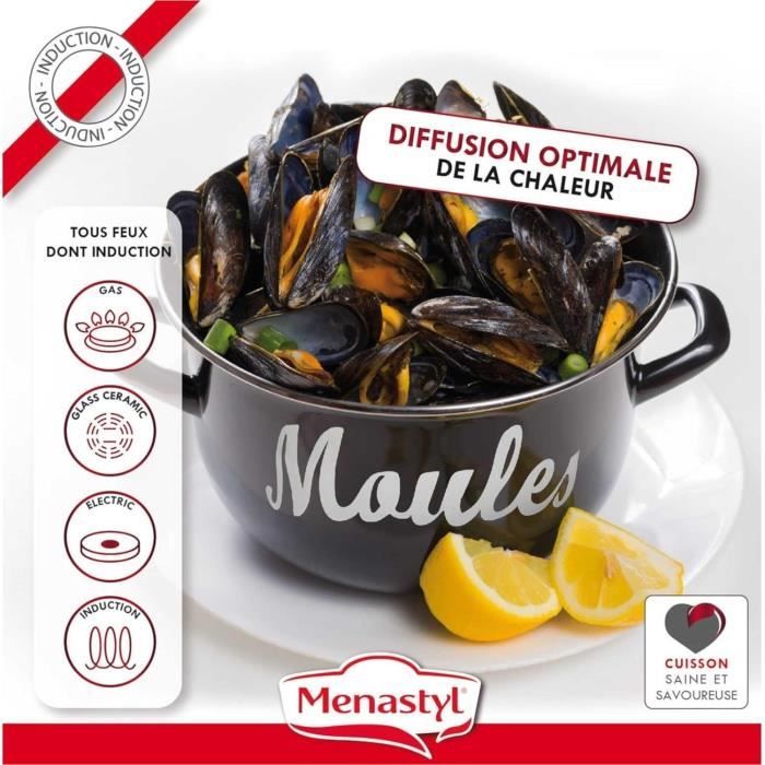 MENASTYL Mussel Pot - Enameled Steel - Black - 24 cm - 3645564