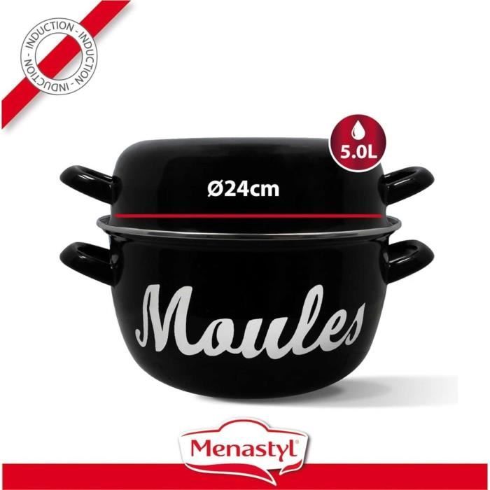 MENASTYL Mussel Pot - Enameled Steel - Black - 24 cm - 3645564