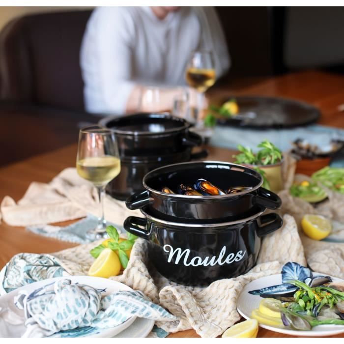MENASTYL Mussel Pot - Enameled Steel - Black - 24 cm - 3645564